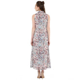 Women's Polyester Chiffon Printed Sleeveless Dress (Multicolor)